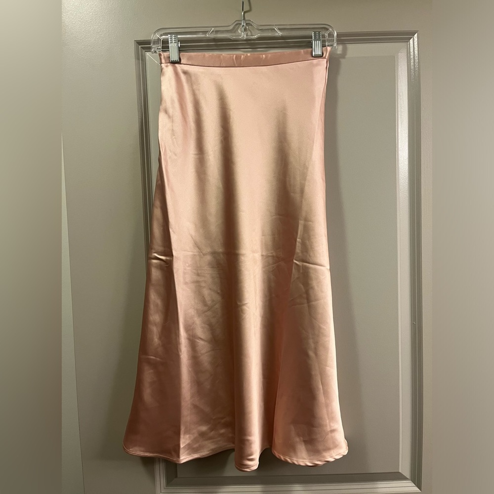 Rose gold satin skirt